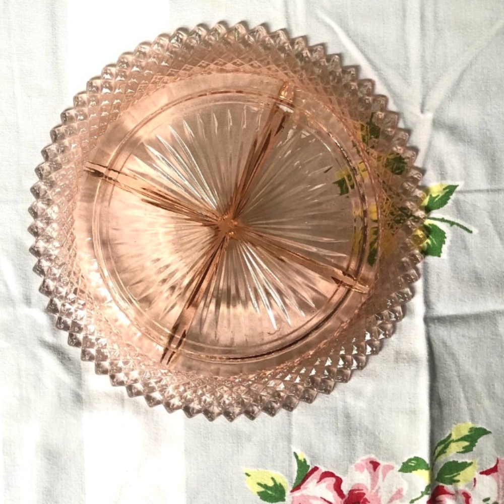 Elegant Pink Depression Glass Serving Plate